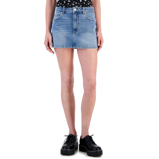 Juniors' 5-Pocket Ultra Mini Denim Skirt