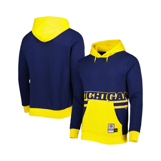 Men's Navy Michigan Wolverines Big Face Pullover Hoodie