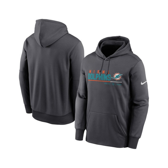 Men's Anthracite Miami Dolphins Prime Logo Name Split Pullover Hoodie