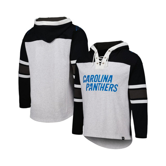 Men's Carolina Panthers Heather Gray Gridiron Lace-Up Pullover Hoodie