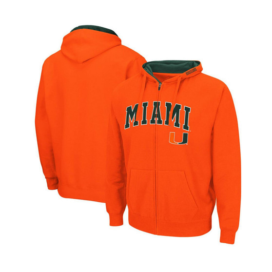 Men's Orange Miami Hurricanes Arch Logo 3.0 Full-Zip Hoodie