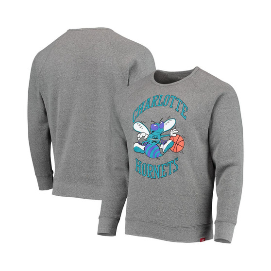 Men's Heathered Gray Charlotte Hornets Harmon Raglan Tri-Blend Pullover Sweatshirt