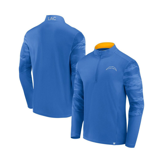 Men's Branded Powder Blue Los Angeles Chargers Ringer Quarter-Zip Jacket