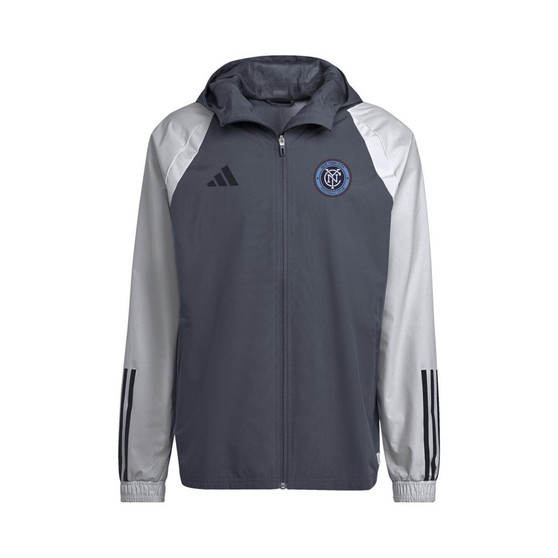 Men's Charcoal New York City FC All-Weather Raglan Hoodie Full-Zip Jacket