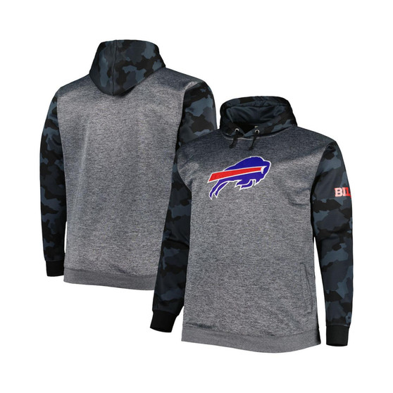 Men's Branded Heather Charcoal Buffalo Bills Big and Tall Camo Pullover Hoodie