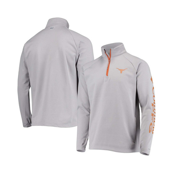 Men's Gray Texas Longhorns Terminal Tackle Fleece Raglan Omni-Shade Quarter-Zip Jacket