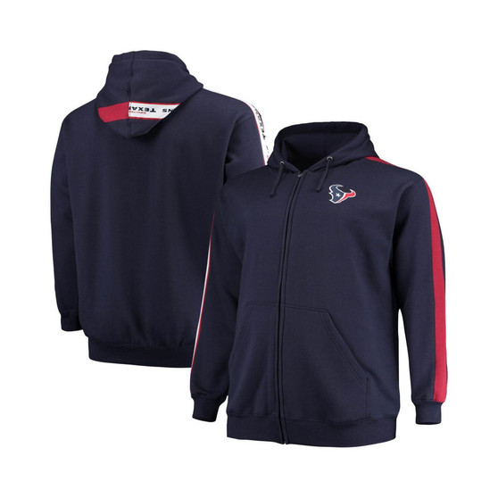 Men's Branded Navy Houston Texans Big and Tall Full-Zip Hoodie