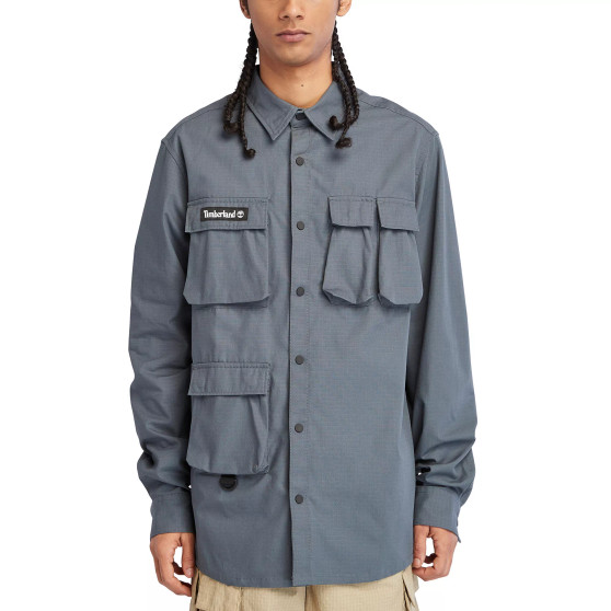 Men's Button-Front Four-Pocket Utility Overshirt