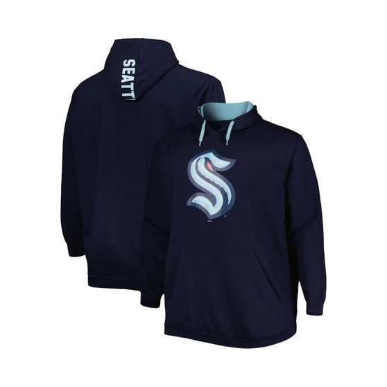 Men's Deep Sea Blue Seattle Kraken Big and Tall Fleece Pullover Hoodie
