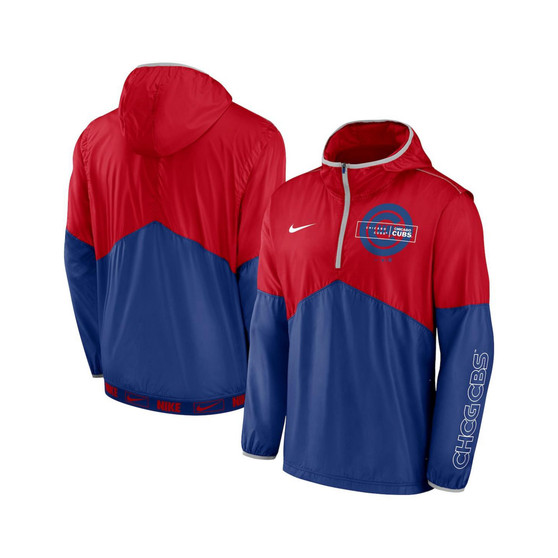 Men's Red, Royal Chicago Cubs Overview Half-Zip Hoodie Jacket