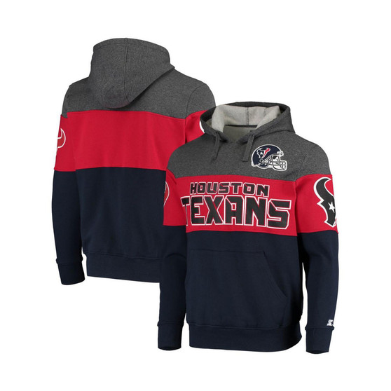 Men's Heathered Gray, Navy Houston Texans Extreme Fireballer Pullover Hoodie