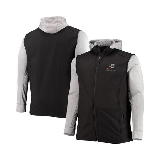 Men's Black, Gray Miami Dolphins Big and Tall Alpha Full-Zip Hoodie Jacket