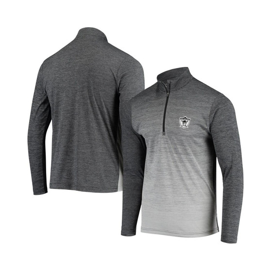 Men's Black, Heathered Gray Las Vegas Raiders Throwback Cycle Quarter-Zip Jacket
