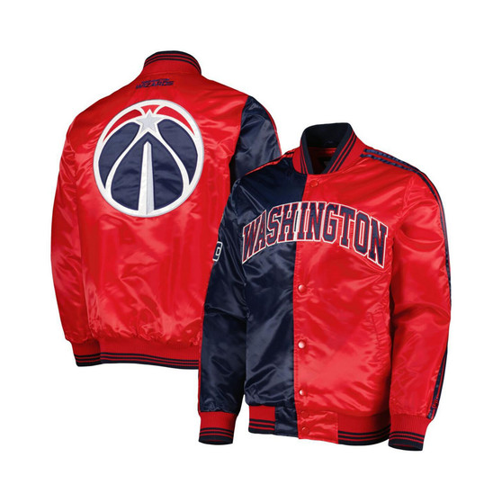 Men's Navy, Red Washington Wizards Fast Break Satin Full-Snap Jacket