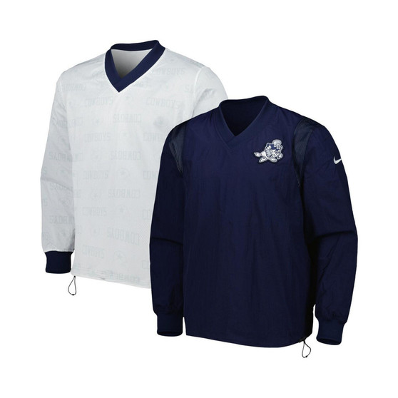 Men's Navy, Silver Dallas Cowboys Sideline Team Id Reversible Pullover Windshirt