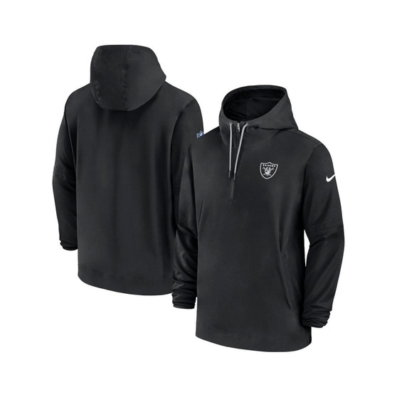 Men's Black Las Vegas Raiders Sideline Quarter-Zip Hoodie