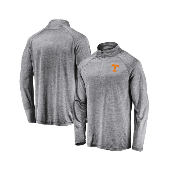 Men's Branded Gray Tennessee Volunteers Striated Raglan Quarter-Zip Jacket