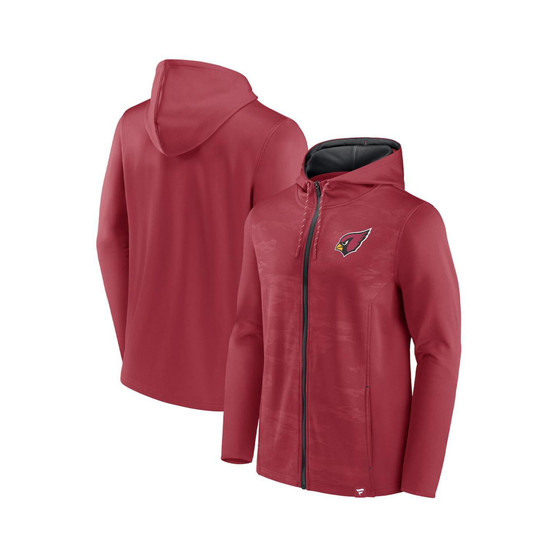 Men's Branded Cardinal, Black Arizona Cardinals Ball Carrier Full-Zip Hoodie