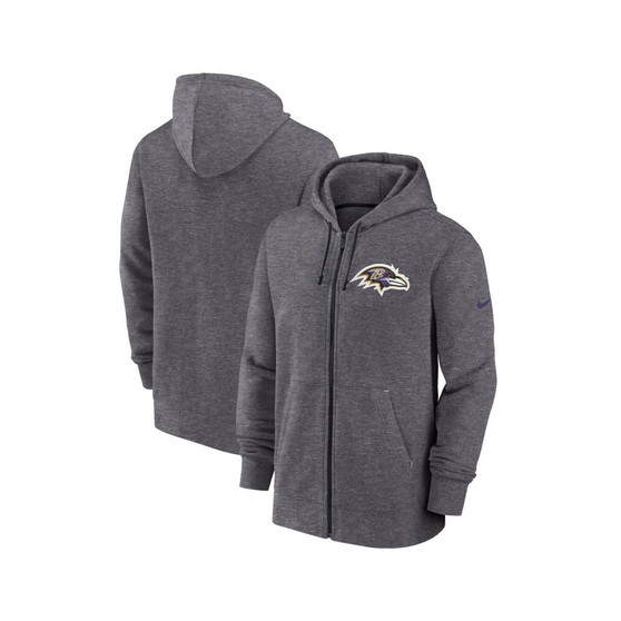 Men's Heather Charcoal Baltimore Ravens Historic Lifestyle Full-Zip Hoodie