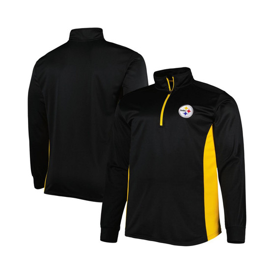 Men's Black and Gold Pittsburgh Steelers Big and Tall Quarter-Zip Jacket