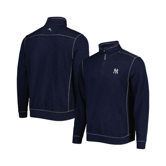 Men's Navy New York Yankees Tobago Bay Tri-Blend Big and Tall Half-Zip Jacket
