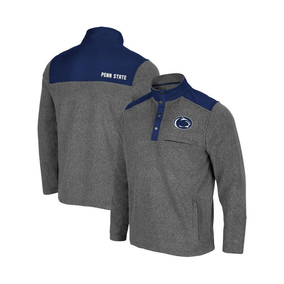 Men's Heathered Charcoal and Navy Penn State Nittany Lions Huff Snap Pullover