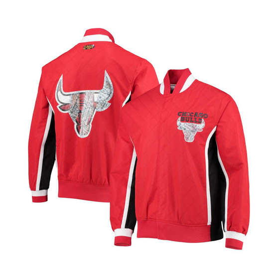 Men's Chicago Bulls Red Hardwood Classics 75th Anniversary Authentic Warmup Full-Snap Jacket