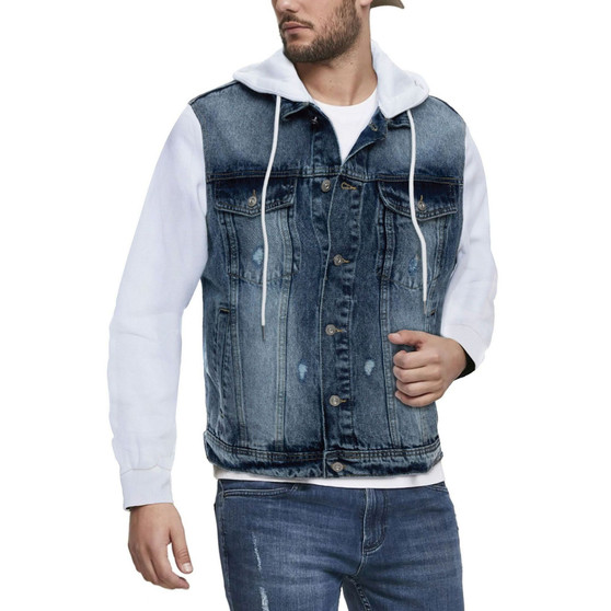 Men's Hooded Sweatshirt Denim Jacket