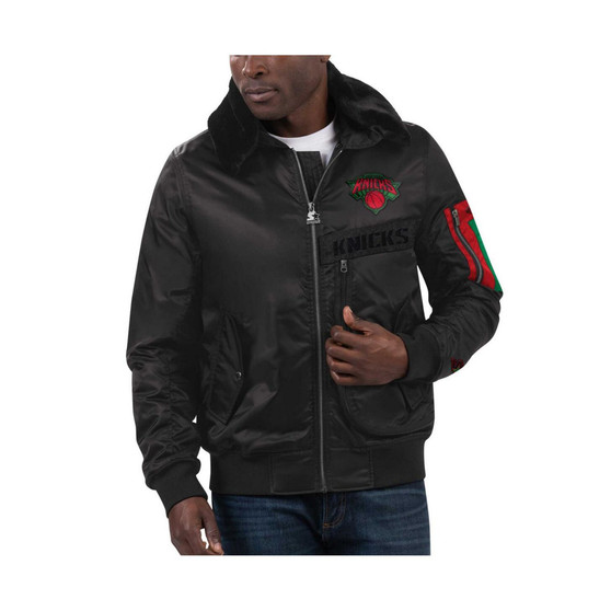 Men's x Ty Mopkins Black New York Knicks Black History Month Satin Full-Zip Jacket