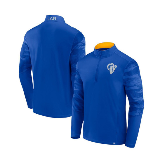 Men's Branded Royal Los Angeles Rams Ringer Quarter-Zip Jacket