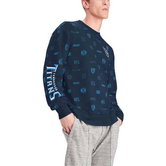 Men's Navy Tennessee Titans Reid Graphic Pullover Sweatshirt