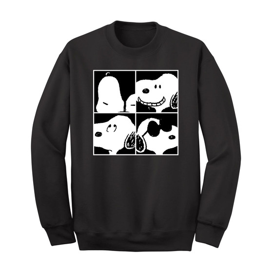 Men's Snoopy 4 Squared Faces Crew Fleece Sweatshirt
