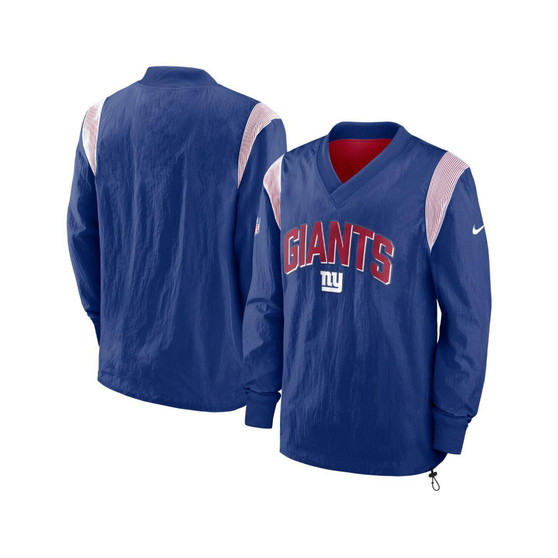 Men's Royal New York Giants Sideline Athletic Stack V-neck Pullover Windshirt Jacket