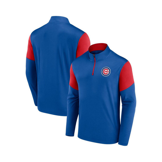 Men's Branded Royal and Red Chicago Cubs Primary Logo Quarter-Zip Jacket