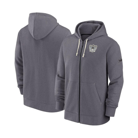 Men's Heather Charcoal Las Vegas Raiders Historic Lifestyle Full-Zip Hoodie