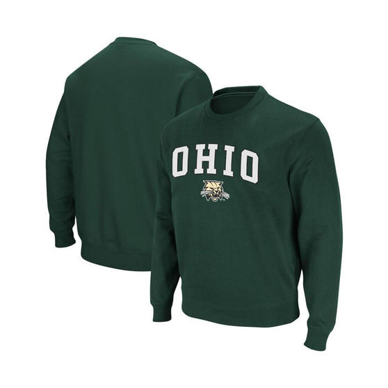 Men's Green Ohio Bobcats Arch & Logo Tackle Twill Pullover Sweatshirt
