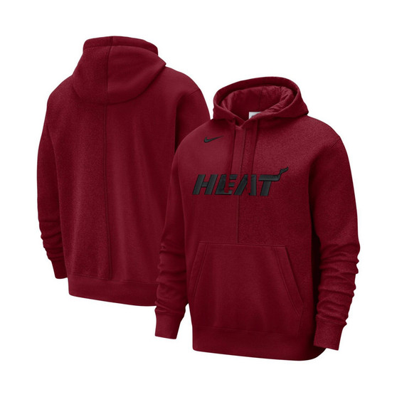 Men's Red Miami Heat Courtside Versus Stitch Split Pullover Hoodie