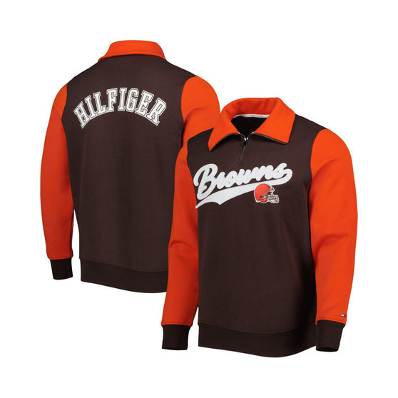 Men's Brown, Orange Cleveland Browns Aiden Quarter-Zip Top