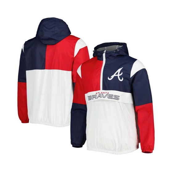 Men's Navy, Red Atlanta Braves Fair Catch Half-Zip Hoodie