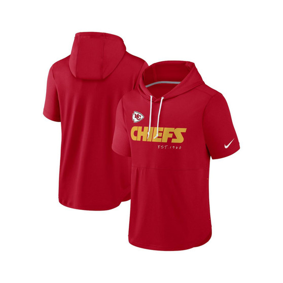Men's Red Kansas City Chiefs Short Sleeve Pullover Hoodie