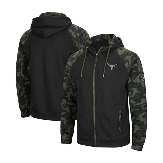 Men's Black, Camo Texas Longhorns OHT Military-Inspired Appreciation Raglan Full-Zip Hoodie