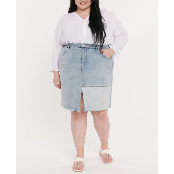 Plus Size Denim Midi Skirt