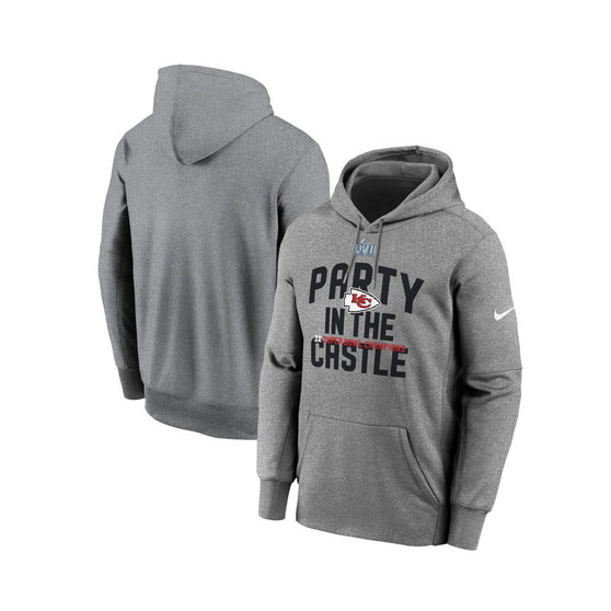 Men's Heather Gray Kansas City Chiefs Super Bowl LVII Champions Celebration Parade Pullover Hoodie