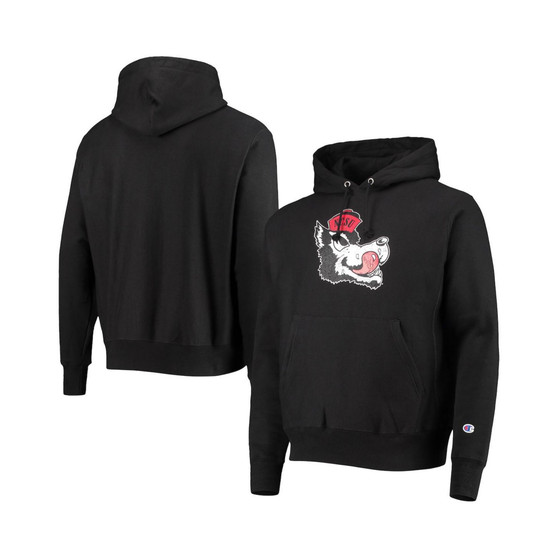 Men's Black NC State Wolfpack Vault Logo Reverse Weave Pullover Hoodie