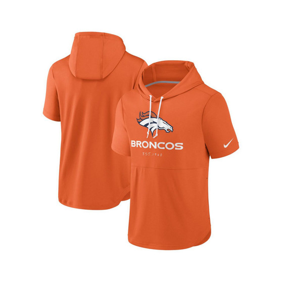 Men's Orange Denver Broncos Short Sleeve Pullover Hoodie