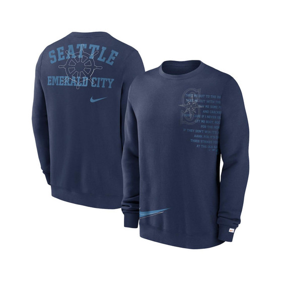 Men's Navy Seattle Mariners Statement Ball Game Fleece Pullover Sweatshirt