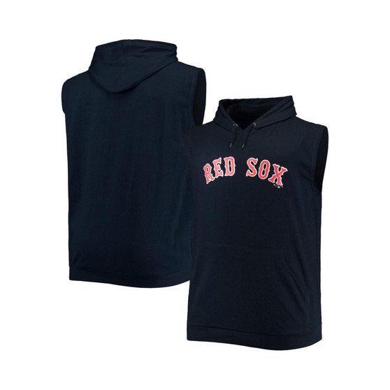 Men's Navy Boston Red Sox Jersey Muscle Sleeveless Pullover Hoodie