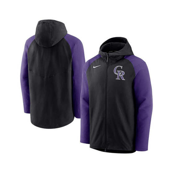 Men's Black, Purple Colorado Rockies Authentic Collection Performance Raglan Full-Zip Hoodie