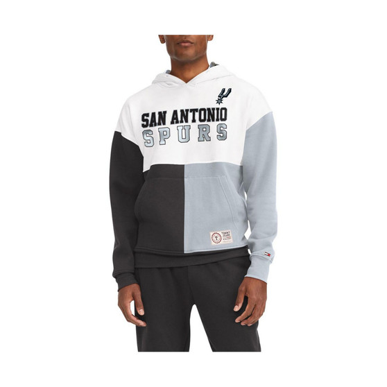 Men's White, Black San Antonio Spurs Andrew Split Pullover Hoodie