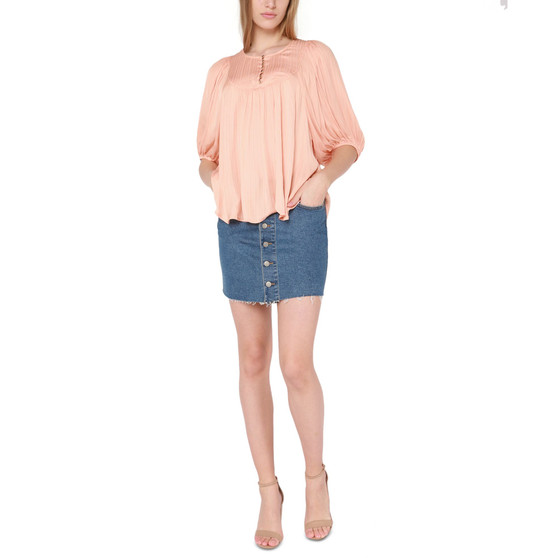 Women's Button-Front Denim Miniskirt